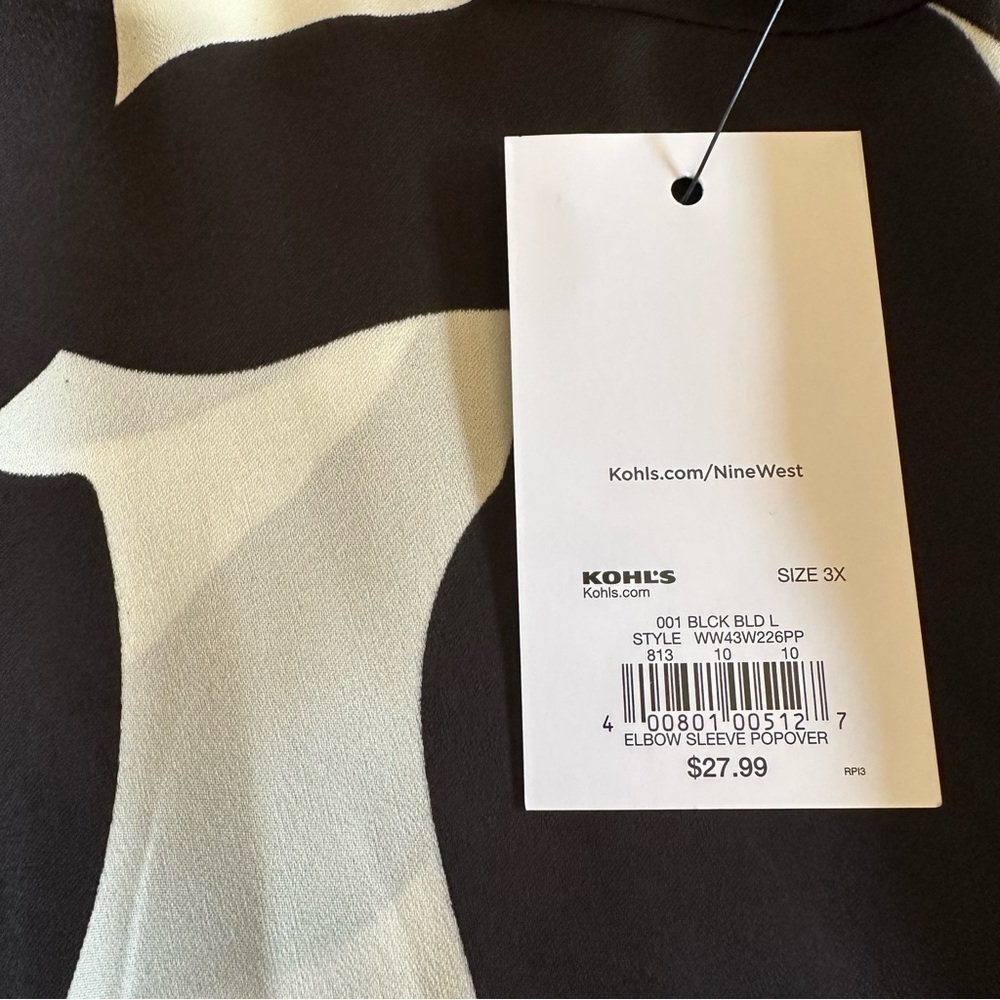 Nine West Elbow Sleeve Popover Blouse 3X NWT - Picture 4 of 5